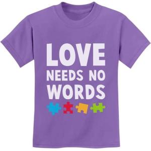 imageAutism Awareness Shirt Kids Love Needs No Words Youth Kids TShirtViolet