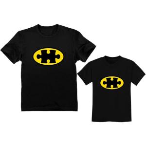 imageAutism Awareness Shirts Kids Dad Set Hero Autism Puzzle Shirt Toddler Father teeDad Black  Men Black