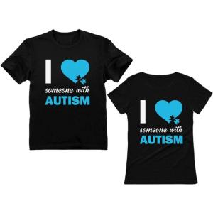 imageAutism Awareness Shirts Men Women Love Autism Mom Dad Puzzle Matching Shirts Set Dad Black XLargeMom Black Large