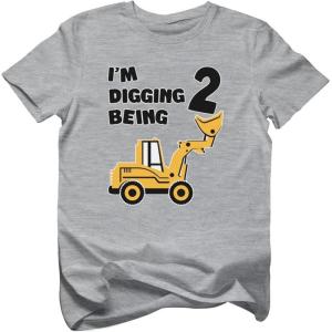 imageConstruction Bulldozer Im Digging Being 2 34 Sleeve Baseball Jersey Toddler Kids TShirtGray
