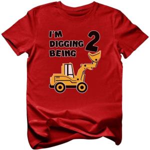 imageConstruction Bulldozer Im Digging Being 2 34 Sleeve Baseball Jersey Toddler Kids TShirtRed