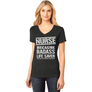 imageFunny  Nurse Badss Lifesaver VNeck Fitted Women TShirtLifesaver  Black