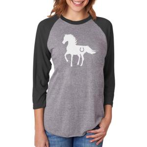 imageGift for Horse Lover  Love Horses 34 Women Sleeve Baseball Jersey ShirtBlackGray