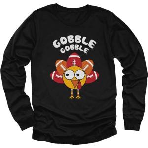 imageGobble Gobble Girls Boys Thanksgiving Shirt Funny Pilgrim Turkey Day Toddler Kids Long Sleeve TShirtBlack
