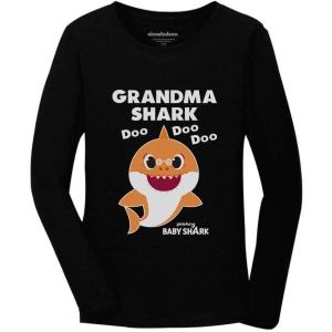 imageGrandma Shark Doo Doo Doo Baby Shark Nana Women Long Sleeve TShirtBlack