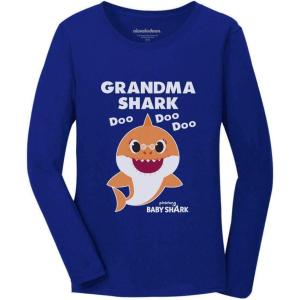 imageGrandma Shark Doo Doo Doo Baby Shark Nana Women Long Sleeve TShirtBlue