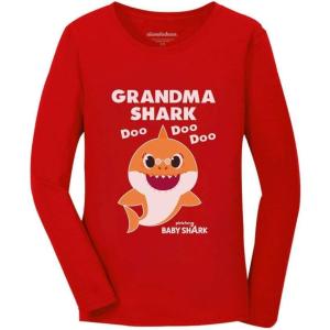 imageGrandma Shark Doo Doo Doo Baby Shark Nana Women Long Sleeve TShirtRed