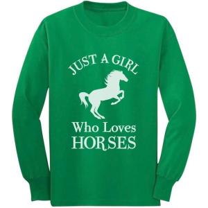 imageHorse Gifts A Girl Who Loves Horses Youth Kids Girls Long Sleeve TshirtGreen
