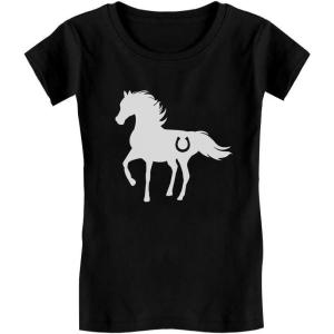 imageHorse Shirt for Girls Horseback Riding Equestrian Horseshoe Print Kids Girls Fitted TShirtBlack