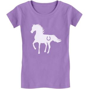 imageHorse Shirt for Girls Horseback Riding Equestrian Horseshoe Print Kids Girls Fitted TShirtLavender