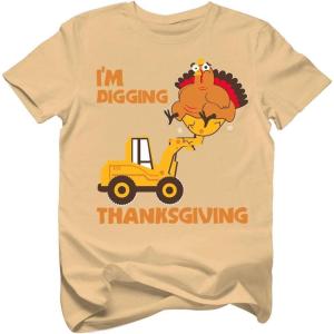 imageIm Digging Thanksgiving Shirts for Boys Girls Construction Tractor with Turkey Toddler Kids TShirtLatte