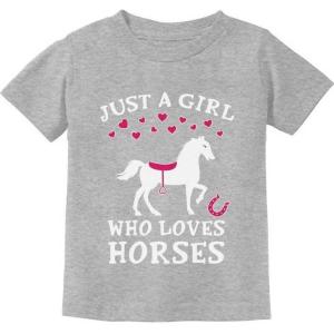 imageJust A Girl Who Loves Horses Gifts for Girls Kids Horseback Riding Horse ShirtGray