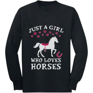 imageJust A Girl Who Loves Horses Horse Lover Gift ToddlerKids Long Sleeve TShirtBlack