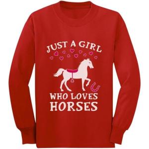 imageJust A Girl Who Loves Horses Horse Lover Gift ToddlerKids Long Sleeve TShirtRed