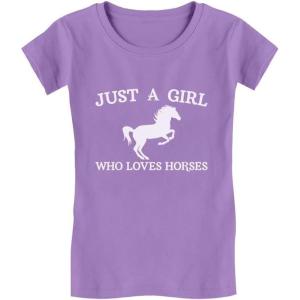imageJust A Girl Who Loves Horses Shirt Horse Lover Gifts Equestrian Girls ShirtsLavender
