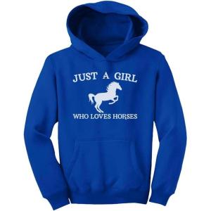 imageJust a Girl Who Loves Horses Hoodie Horse Gifts Equestrian Horseback Riding Kids Girls HoodieBlue