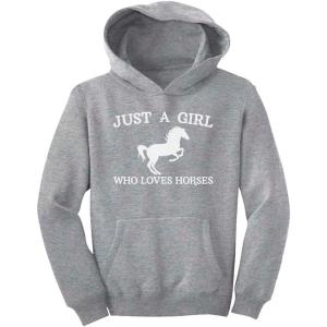 imageJust a Girl Who Loves Horses Hoodie Horse Gifts Equestrian Horseback Riding Kids Girls HoodieGray