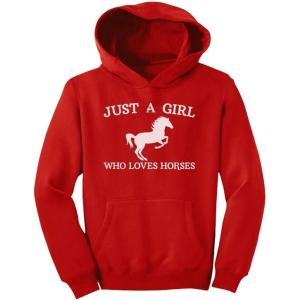 imageJust a Girl Who Loves Horses Hoodie Horse Gifts Equestrian Horseback Riding Kids Girls HoodieRed