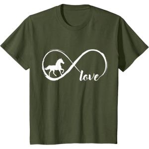 imageKids Gift For Horse Lover Infinite Love for kids TShirtOlive Green