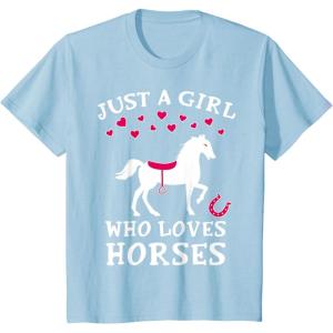 imageKids Just A Girl Who Loves Horses Gifts for Kids Horseback Riding TShirtBaby Blue