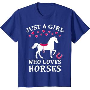 imageKids Just A Girl Who Loves Horses Gifts for Kids Horseback Riding TShirtRoyal Blue