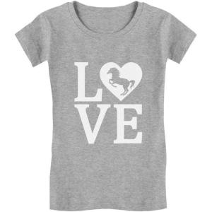 imageLove Horses Gifts for Girls Horseback Riding Horse Kids Girls Fitted TShirtGray