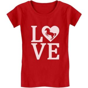 imageLove Horses Gifts for Girls Horseback Riding Horse Kids Girls Fitted TShirtRed