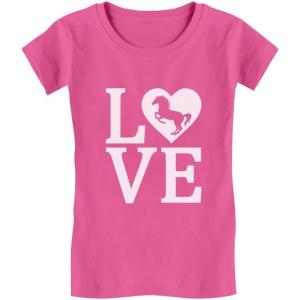imageLove Horses Gifts for Girls Horseback Riding Horse Kids Girls Fitted TShirtWow Pink