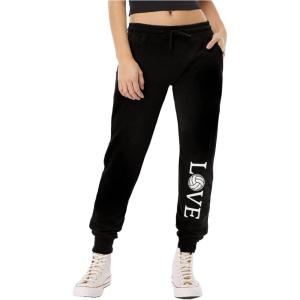 imageLove Volleyball Leggings for Women Teen Girls Gift for Volleyball Fans Fleece JoggersBlack