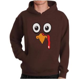 imageMens Thanksgiving Hoodie Funny Holiday Silly Turkey Face Gobble Sweatshirt Hoodies for MenBrown