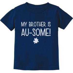 imageMy Brother is AuSome Autism Awareness Siblings Toddler Infant Kids TShirtNavy