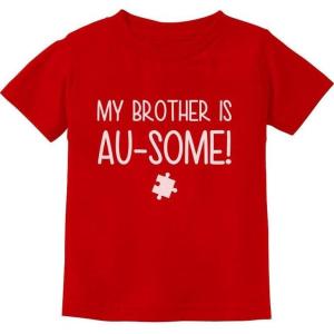 imageMy Brother is AuSome Autism Awareness Siblings Toddler Infant Kids TShirtRed