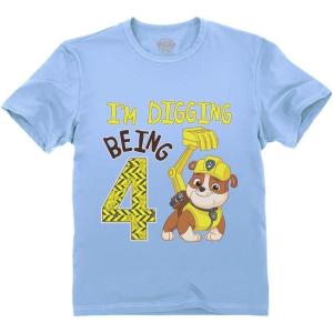 imagePaw Patrol Rubble Digging Being 4 Construction Bulldozer 4th Birthday Toddler Kids TShirtCalifornia Blue