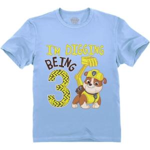 imageRubble 3rd Birthday Boy Digging Being 3 Shirt Gifts for Three Years Old Boys Bday Paw Patrol Toddler Kids TShirtCalifornia Blue