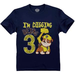 imageRubble 3rd Birthday Boy Digging Being 3 Shirt Gifts for Three Years Old Boys Bday Paw Patrol Toddler Kids TShirtNavy