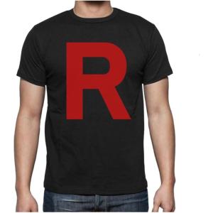 imageTeam Rocket Mens Shirt R Print Anime Theme Halloween Costume TShirt for MenBlack