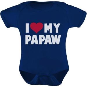 imageTeeStars  I Love My Papaw Fathers Day Gift for Grandpa Baby BodysuitNavy
