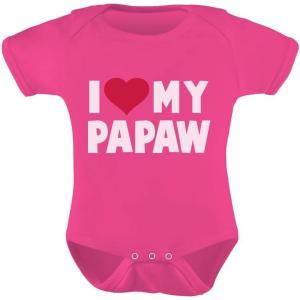 imageTeeStars  I Love My Papaw Fathers Day Gift for Grandpa Baby BodysuitWow Pink