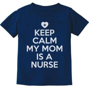imageTeeStars  Keep Calm My Mom is A Nurse Gift ToddlerInfant Kids TShirtNavy