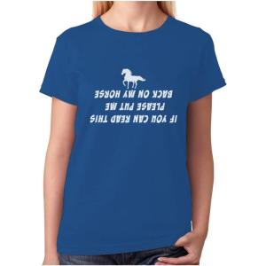 imageTeeStars  Put Me Back On My Horse Funny Gift for Horse Lover Women TShirtBlue
