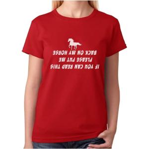 imageTeeStars  Put Me Back On My Horse Funny Gift for Horse Lover Women TShirtRed