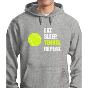 imageTennis Gifts Women Teen Girls Player Sport Eat Sleep Repeat Sweatshirt HoodieGray