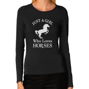 imageTstars  A Girl Who Loves Horses Horse Lover Gift Women Long Sleeve TShirtBlack