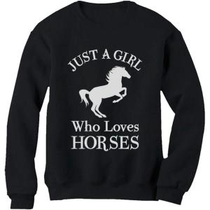 imageTstars  A Girl Who Loves Horses Horse Lover Gift Women SweatshirtBlack
