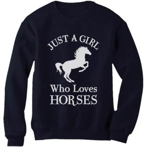 imageTstars  A Girl Who Loves Horses Horse Lover Gift Women SweatshirtNavy