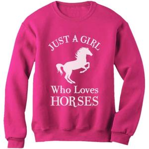 imageTstars  A Girl Who Loves Horses Horse Lover Gift Women SweatshirtPink