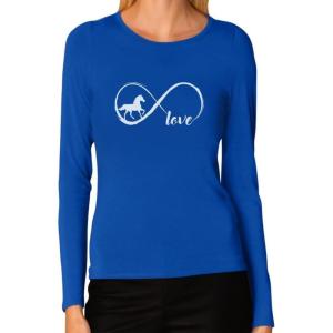 imageTstars  Gift for Horse Lover Infinite Love Women Long Sleeve TShirtBlue