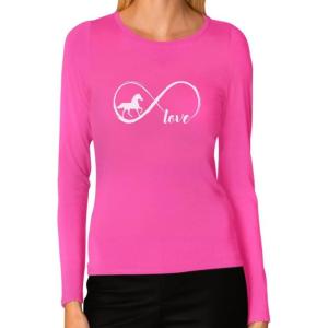imageTstars  Gift for Horse Lover Infinite Love Women Long Sleeve TShirtPink