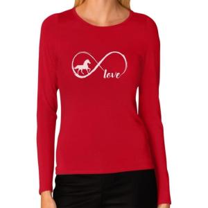 imageTstars  Gift for Horse Lover Infinite Love Women Long Sleeve TShirtRed