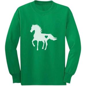 imageTstars  Gift for Horse Lover Love Horses Youth Kids Long Sleeve TShirtGreen